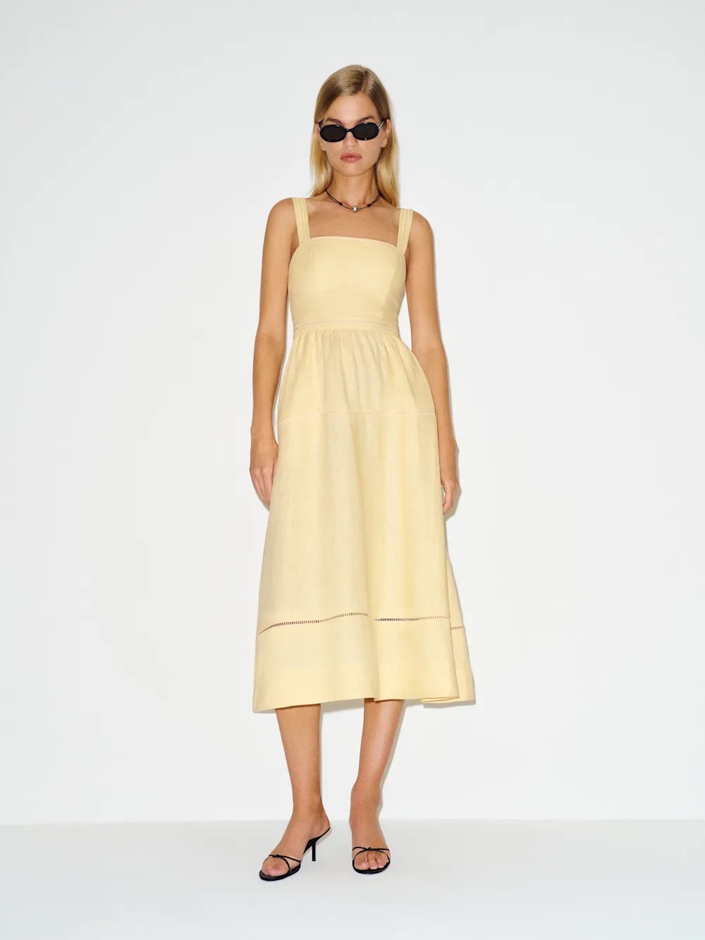 NEW Reformation Everett Linen Sleeveless Midi Dress in Ray of Light Size 4